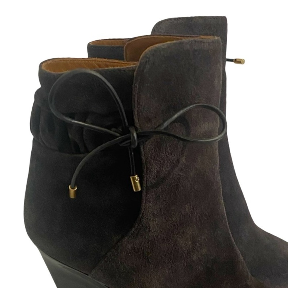 Tory Burch New Lila Ankle Boots Size 8.5 Brown Leather Suede 90s Scrunch - Picture 11 of 16